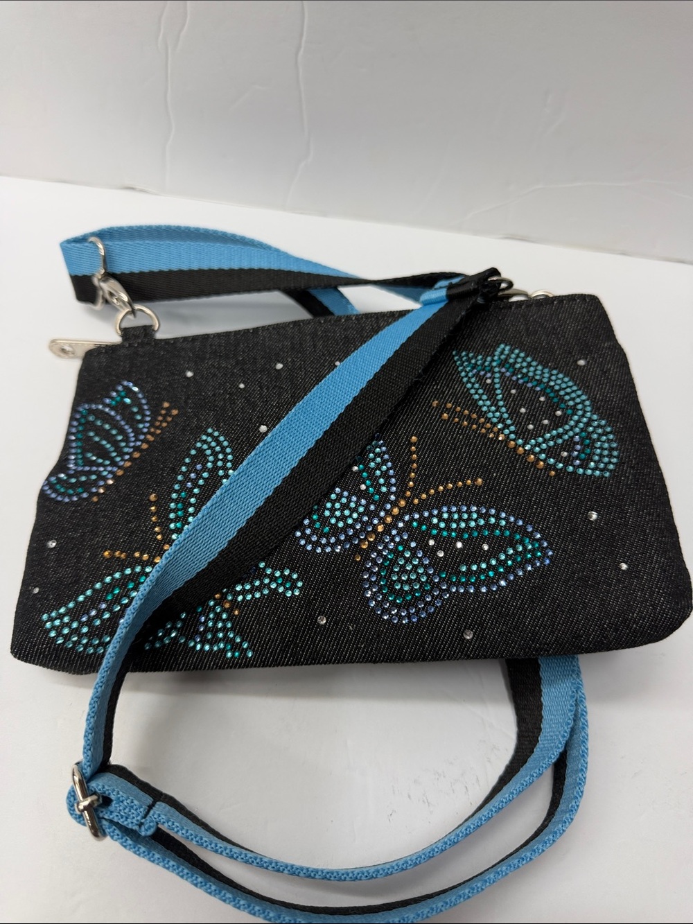 Brighton Denim Crossbody with Turquoise Beaded Butterfly Accents - Picture 5 of 6